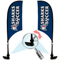 Double Sided Portable Half Drop Car Flag - Adjustable Base